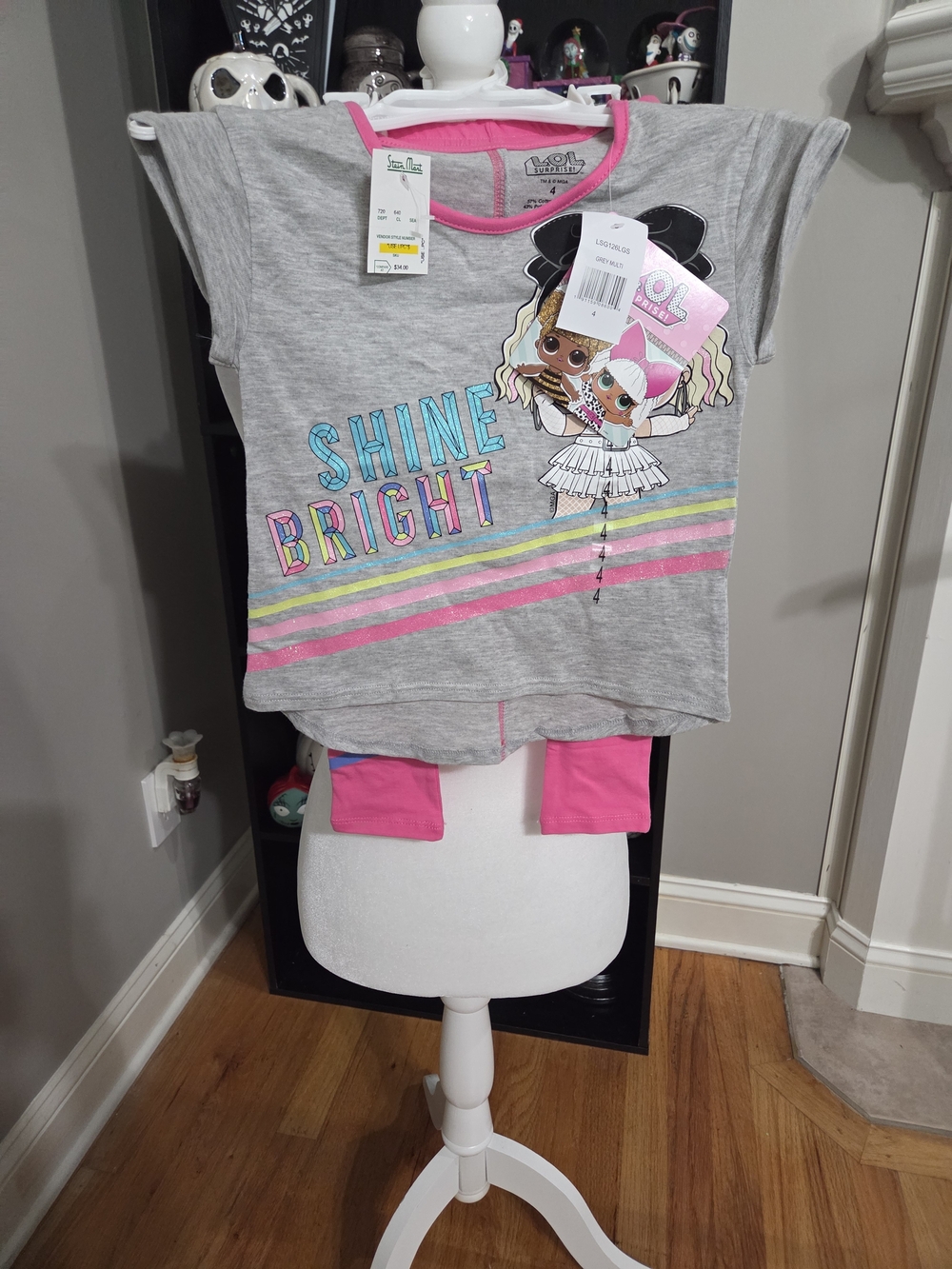 L.O.L. Surprise! Grey Tee with Pink Trim & Colorful Graphic